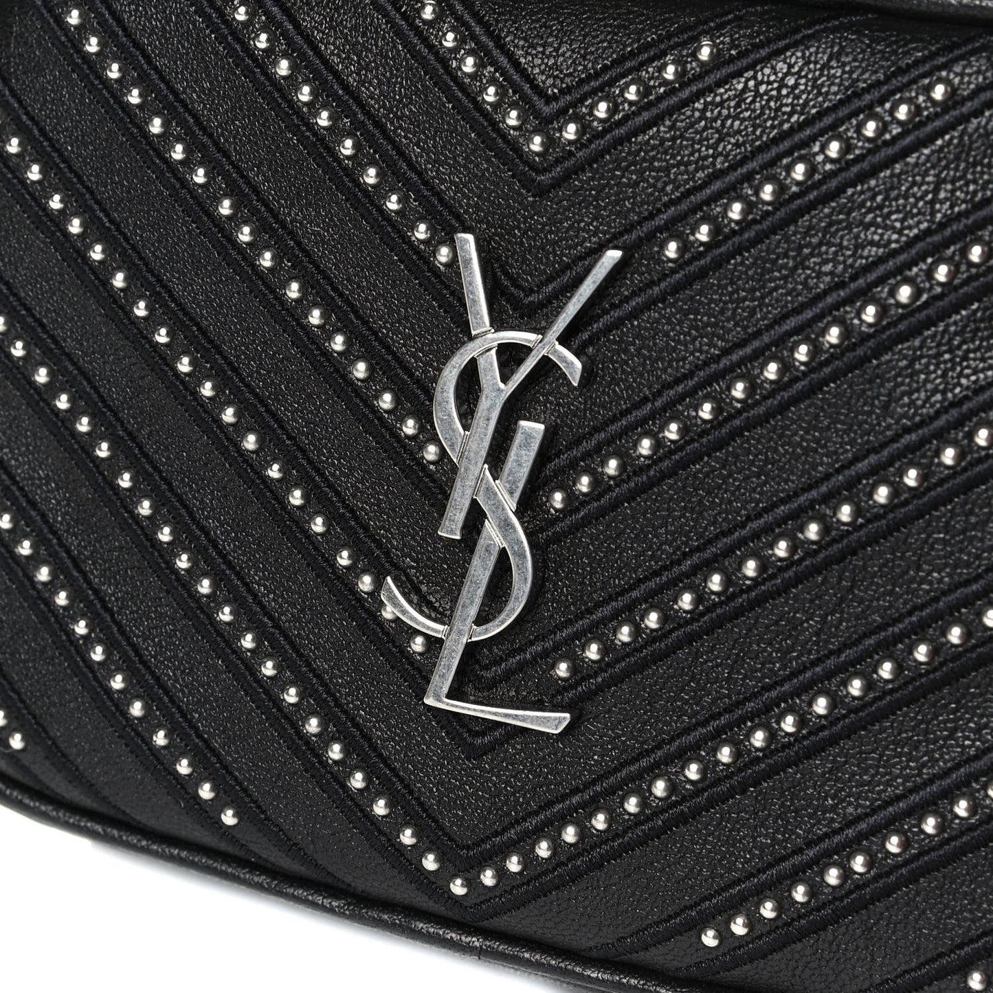 Calfskin Matelasse Studded Monogram Lou Belt Bag Black