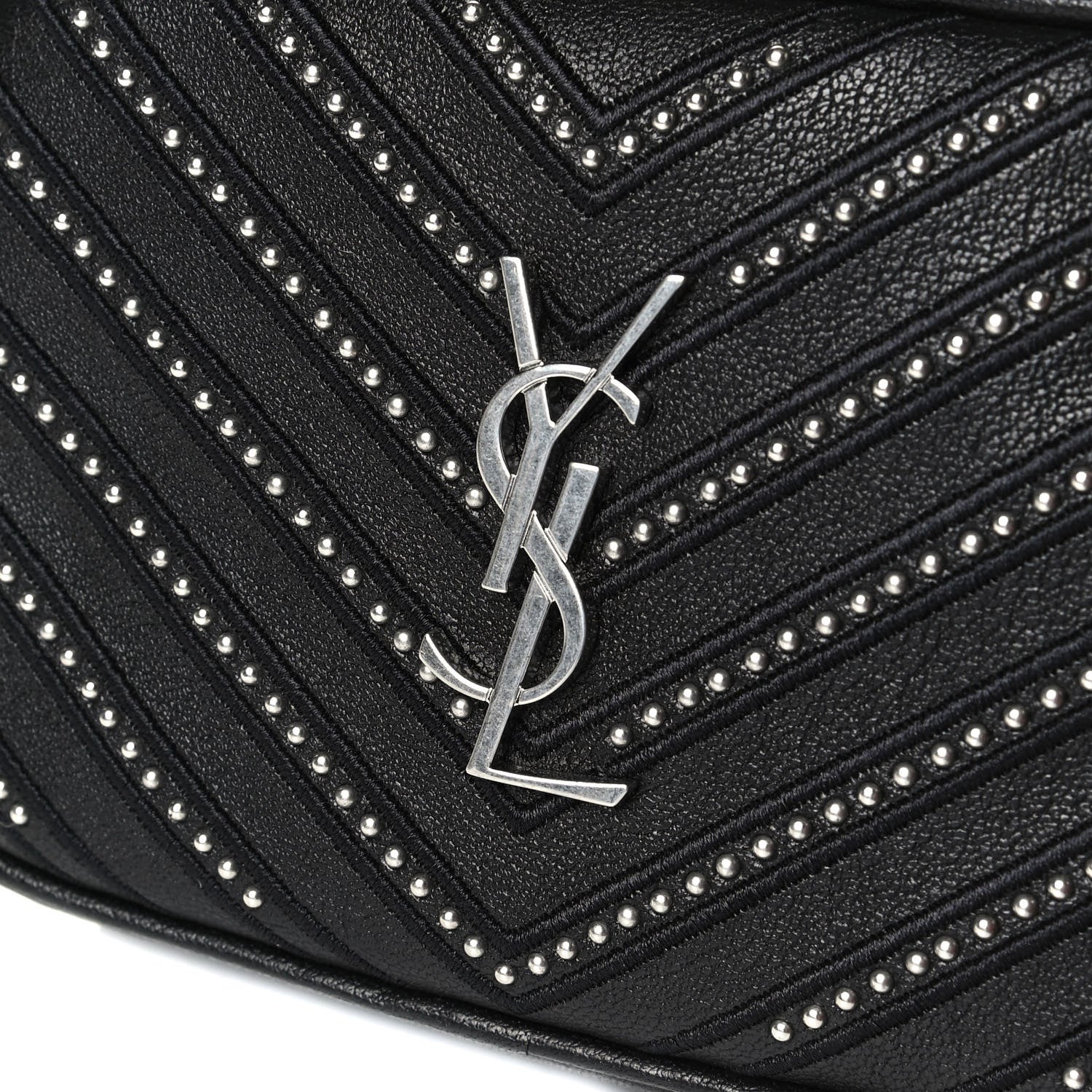 Saint Laurent Calfskin Matelasse Studded Monogram Lou Belt Bag Black 9 of 9