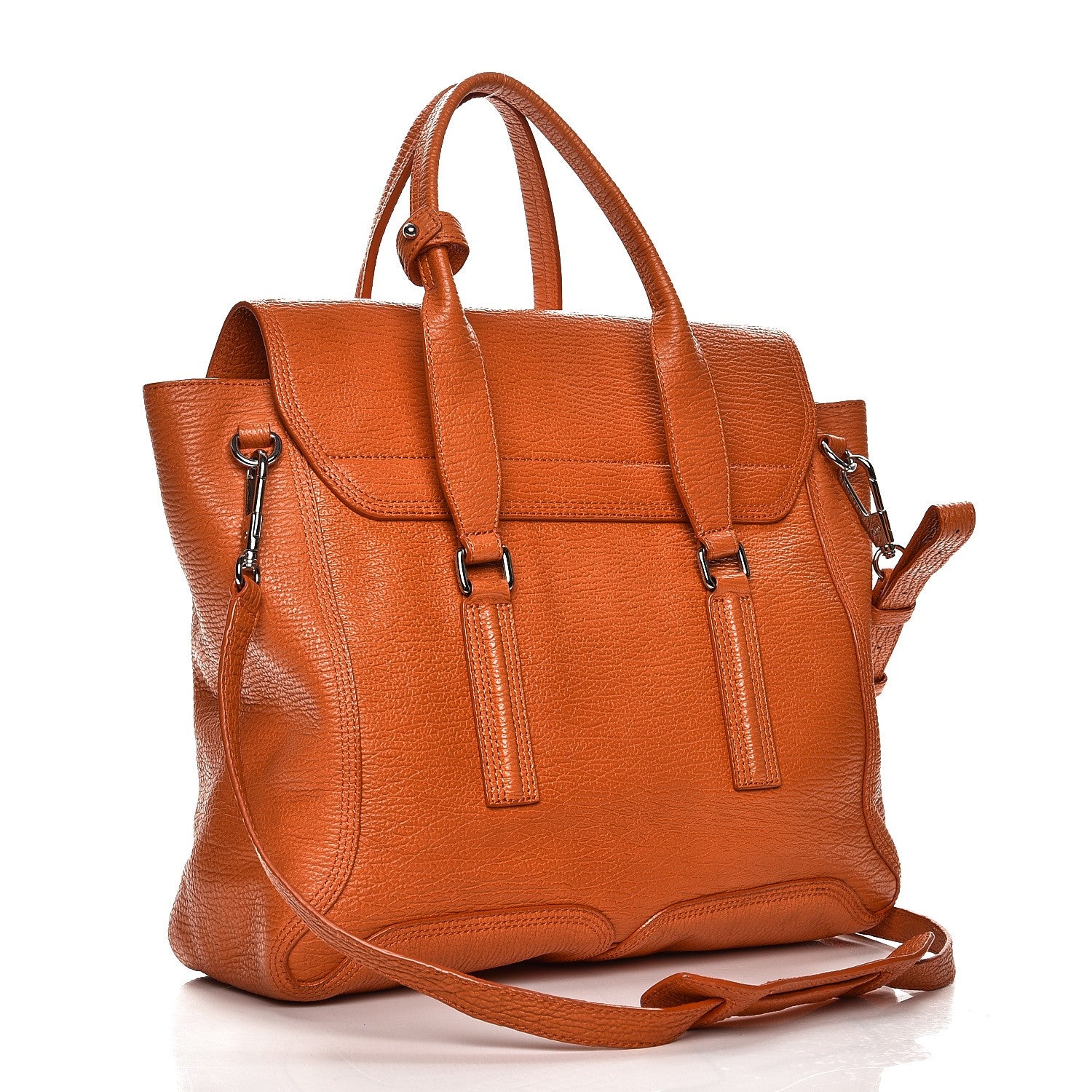 3.1 Phillip Lim 3.1 Textured Calfskin Large Pashli Satchel Mandarin 4 of 10