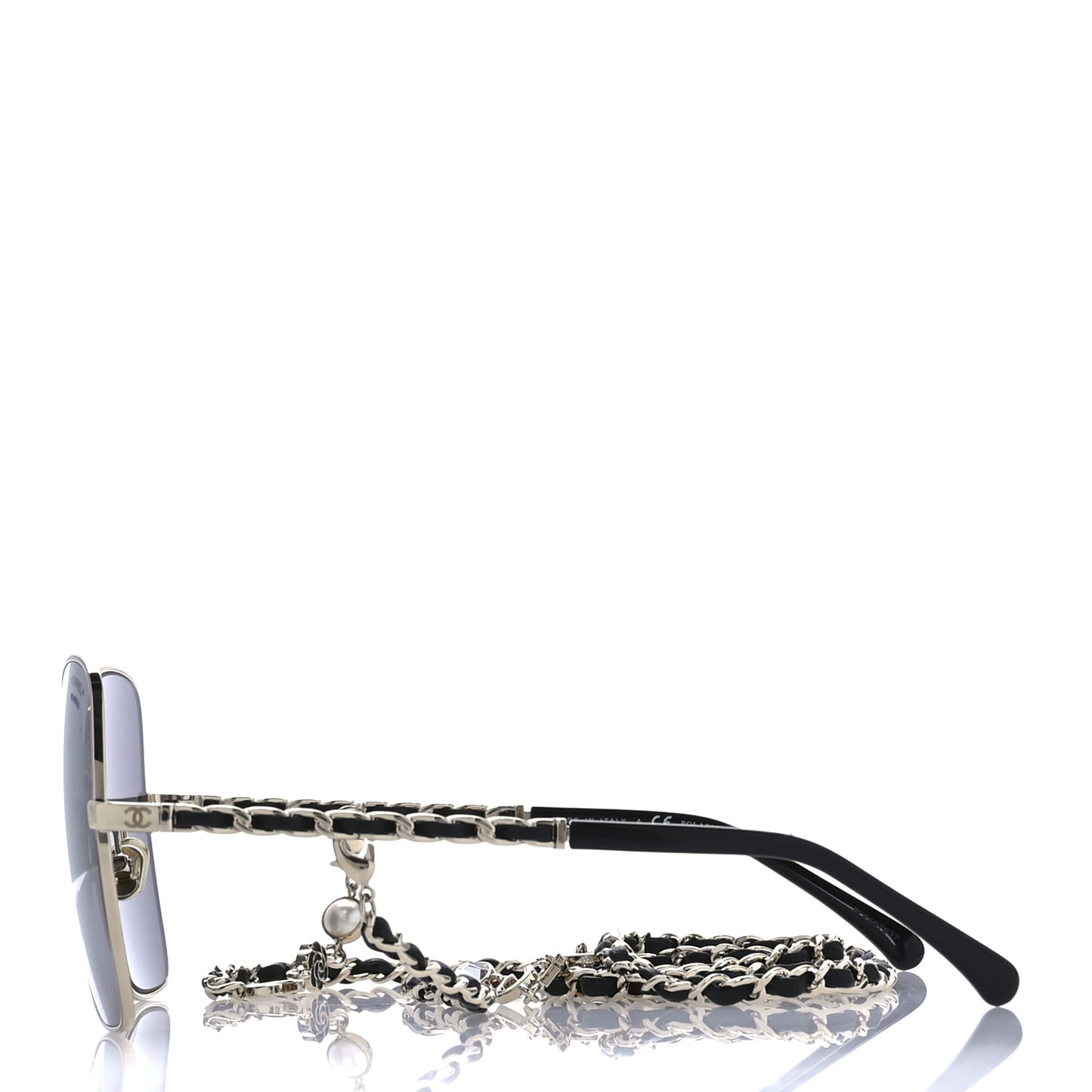 Metal Square Frame Chain Sunglasses 4274-Q Gold Black
