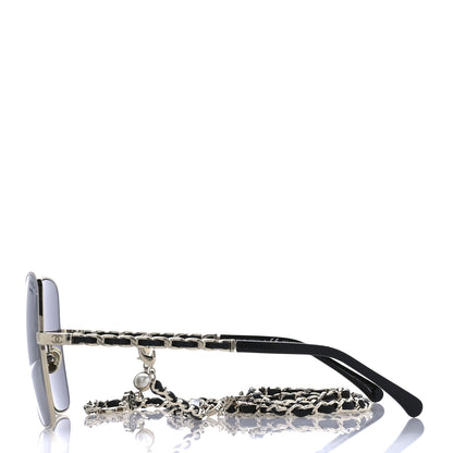 Chanel Metal Square Frame Chain Sunglasses 4274-Q Gold Black 3 of 9
