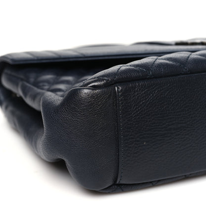 Saint Laurent Calfskin Mixed Matelasse Triquilt Large Monogram Satchel Deep Marine 8 of 10