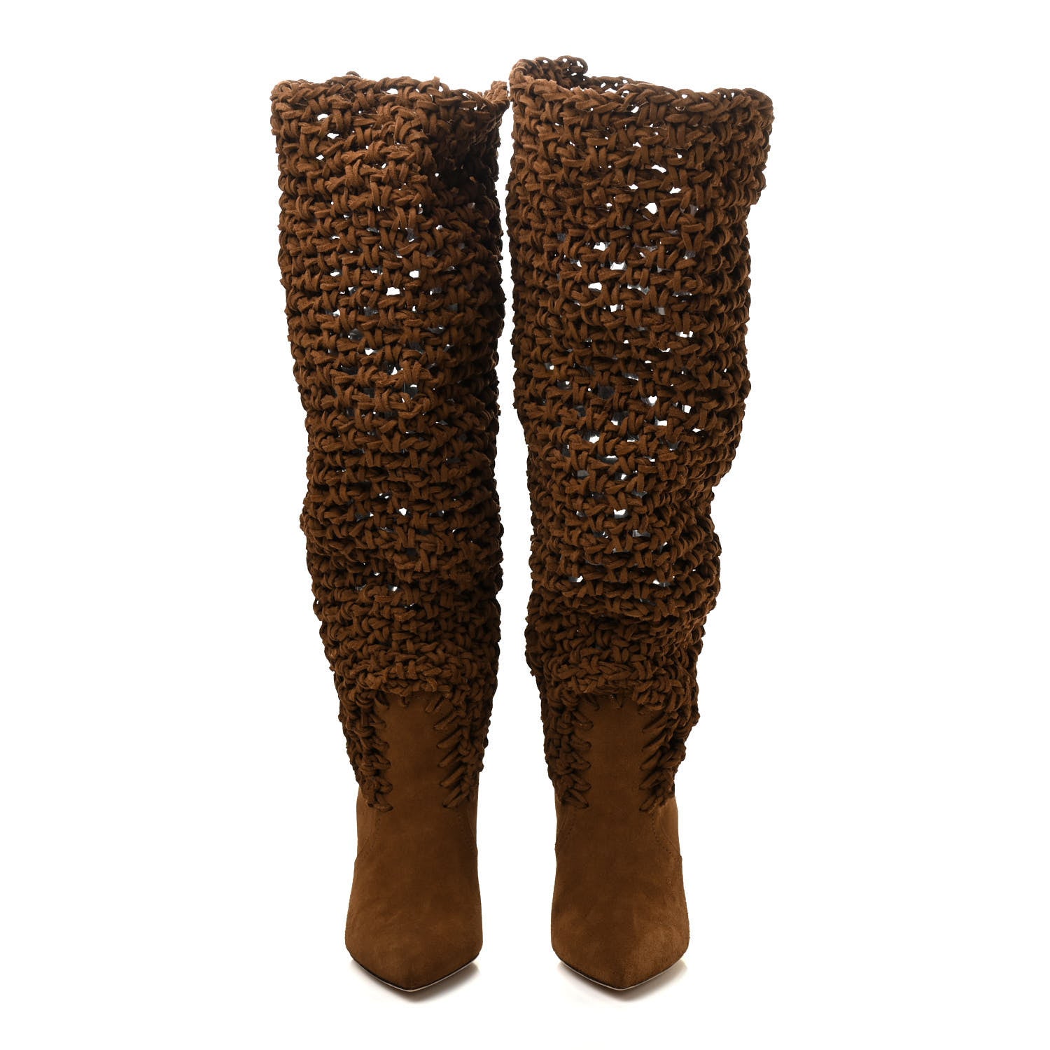 Saint Laurent Suede Twine Soho Niki 105 Thigh High Boots 37 Light Land 2 of 11