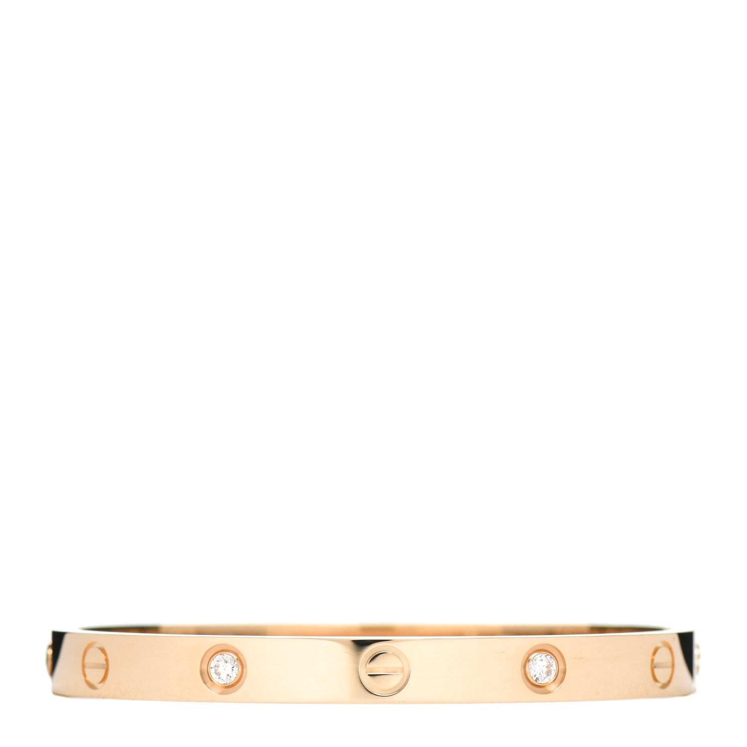 Cartier 18K Yellow Gold 4 Diamond LOVE Bracelet 17 3 of 5