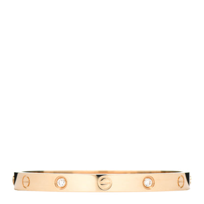 Cartier 18K Yellow Gold 4 Diamond LOVE Bracelet 17 3 of 5