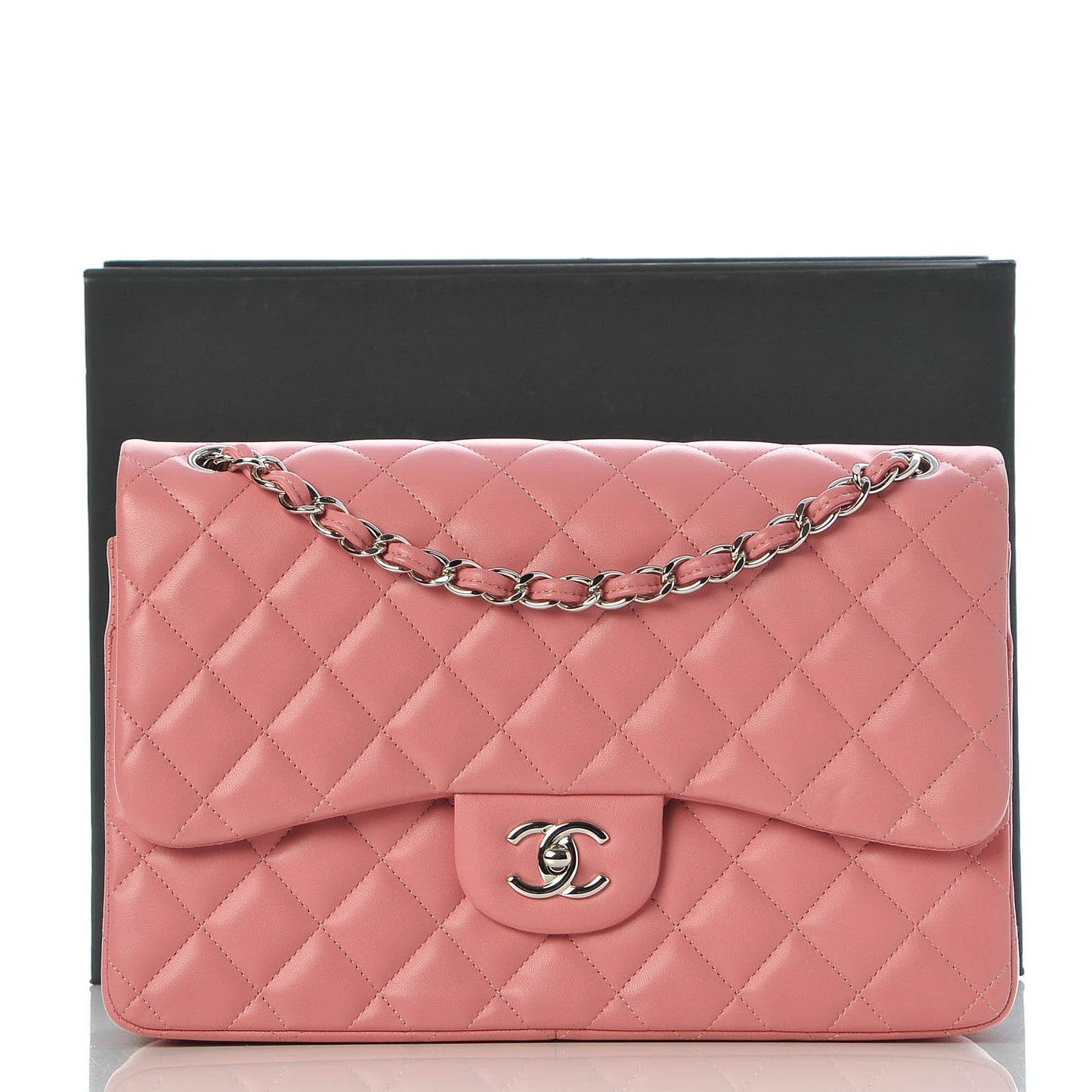 Lambskin Quilted Jumbo Double Flap Pink