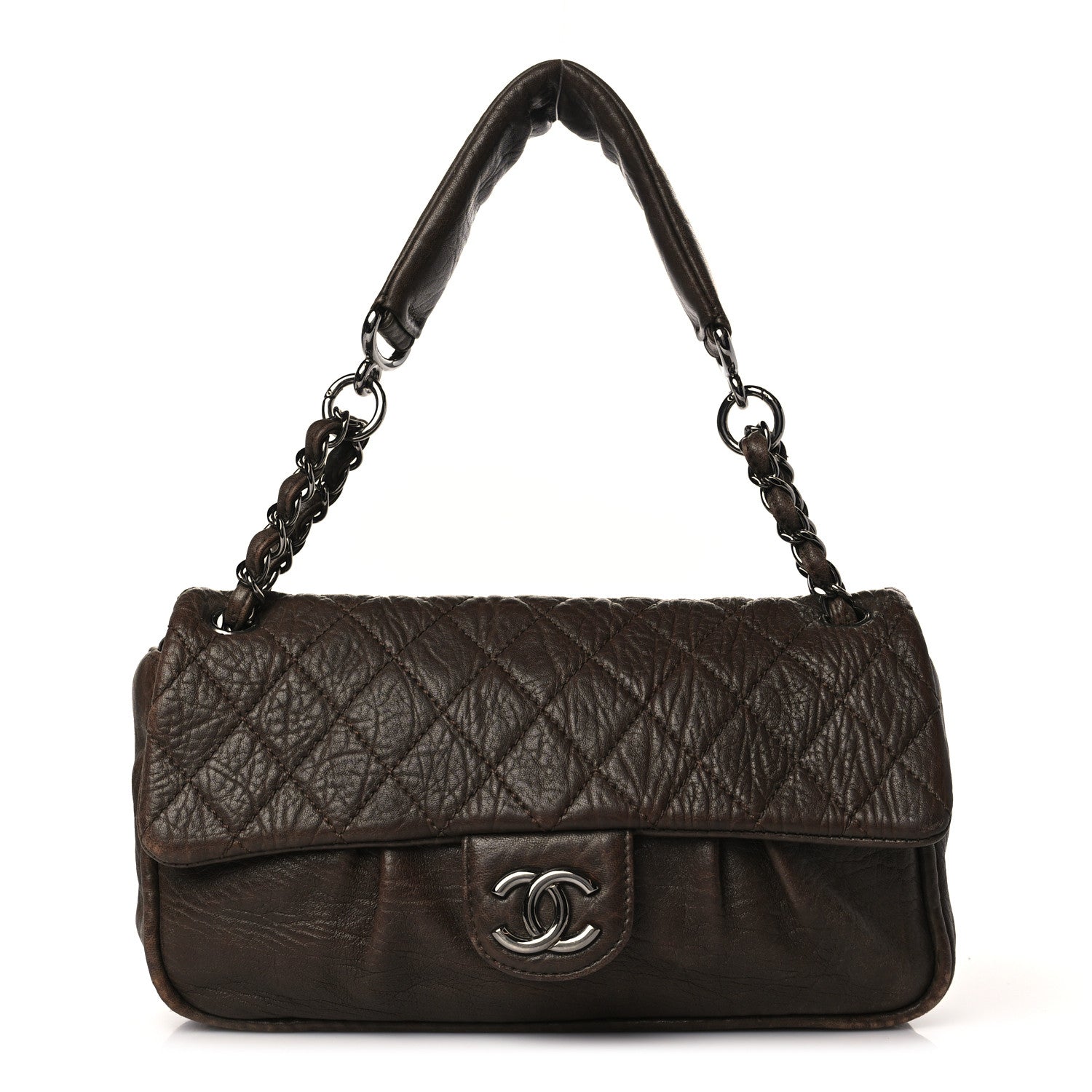 Chanel Distressed Lambskin Lady Braid Flap Brown 1 of 13