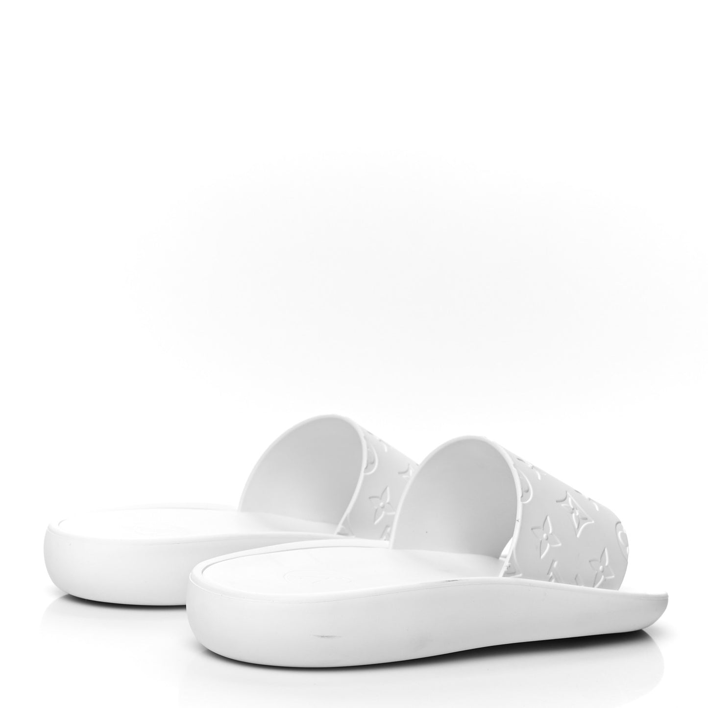 Rubber Monogram Embossed Sunbath Flat Mule 40 White