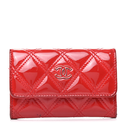 Chanel Patent Quilted Double Stitched Flap Card Holder Red 1 of 13