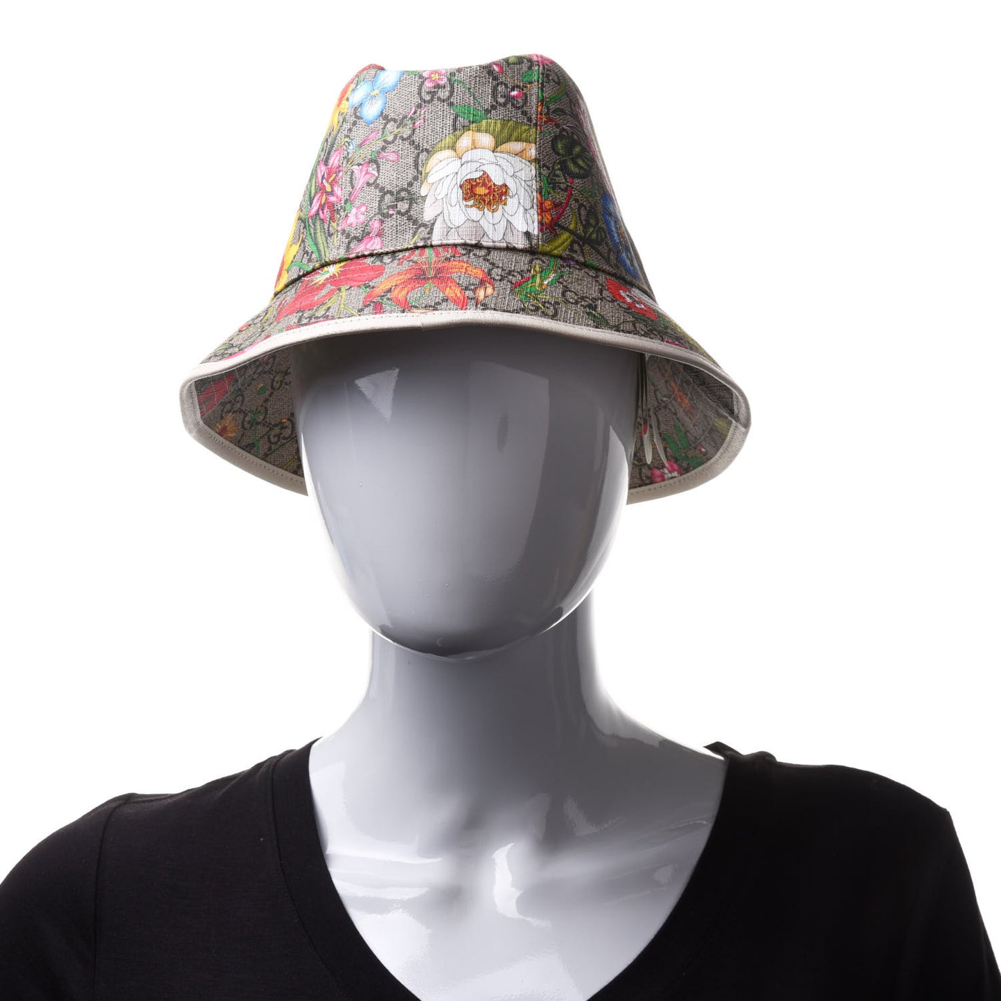 GG Supreme Monogram Flora Fedora Hat S White
