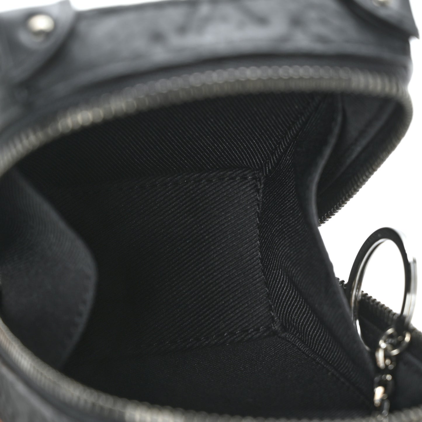 Monogram Taurillon Soft Trunk Backpack Pouch Bag Charm Key Ring Black