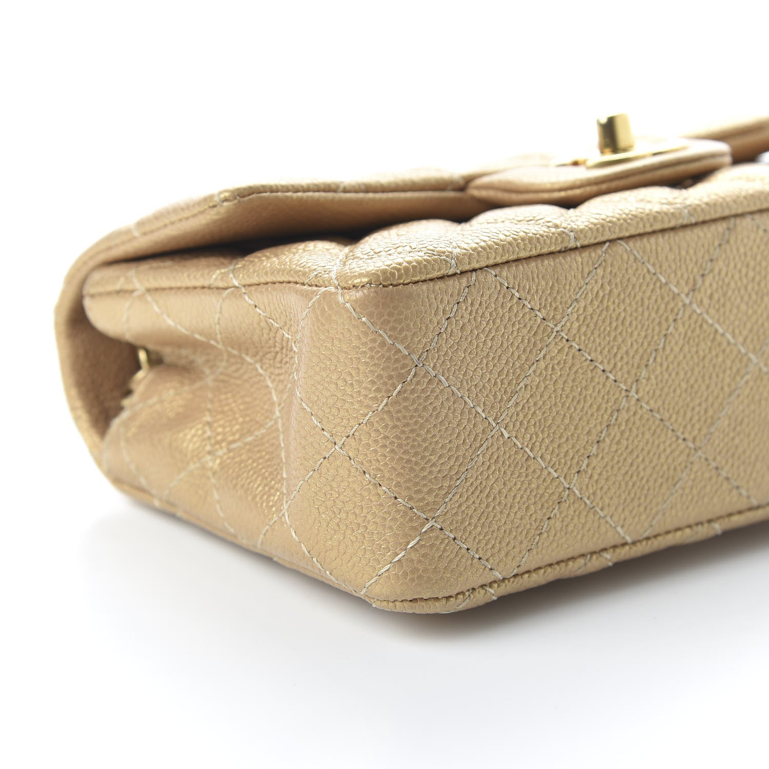 Chanel Metallic Caviar Quilted Mini Rectangular Flap Gold 6 of 11