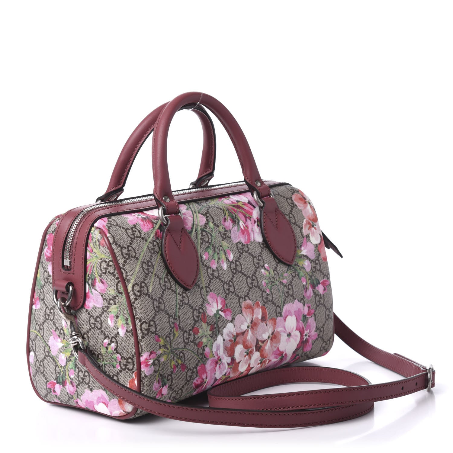 Gucci GG Supreme Monogram Blooms Small Boston Beige Multicolor Dry Rose 3 of 10