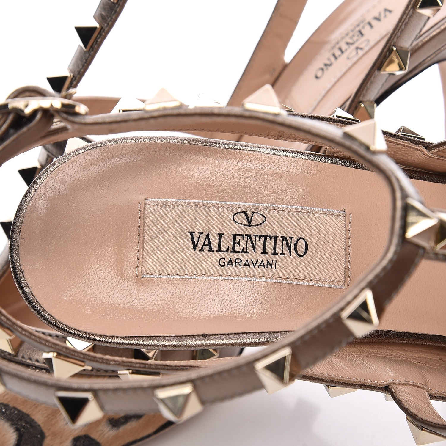 Valentino Garavani Calf Hair Leopard Print Rockstud Ankle Strap 100mm Pumps 39 Fucile Al Campion 8 of 9