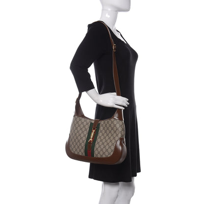 Gucci GG Supreme Monogram Azalea Calfskin Web Medium Jackie 1961 Hobo Beige Ebony Brown Sugar 2 of 10