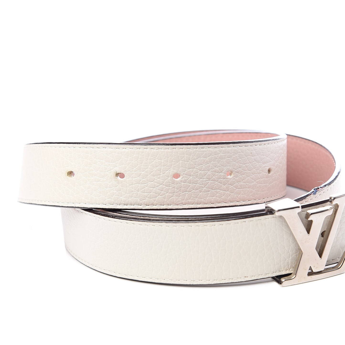 Taurillon Calfskin LV Initiales Reversible Belt 85 34 Ivory