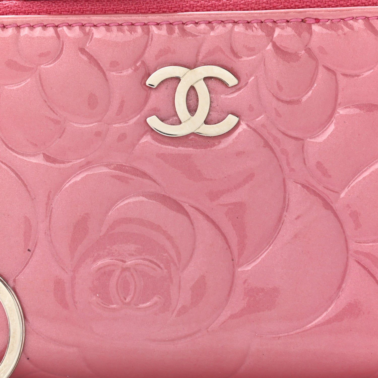 Chanel Patent Camellia Embossed Key Holder Case Rose 8 of 10