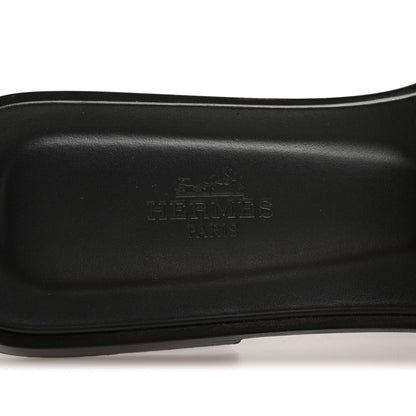 Hermes Box Calfskin Oran Sandals 38.5 Black 8 of 10