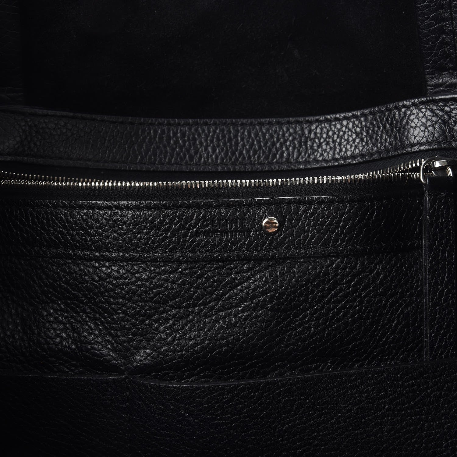 Celine Grained Calfskin Medium Horizontal Cabas Phantom Black 7 of 18