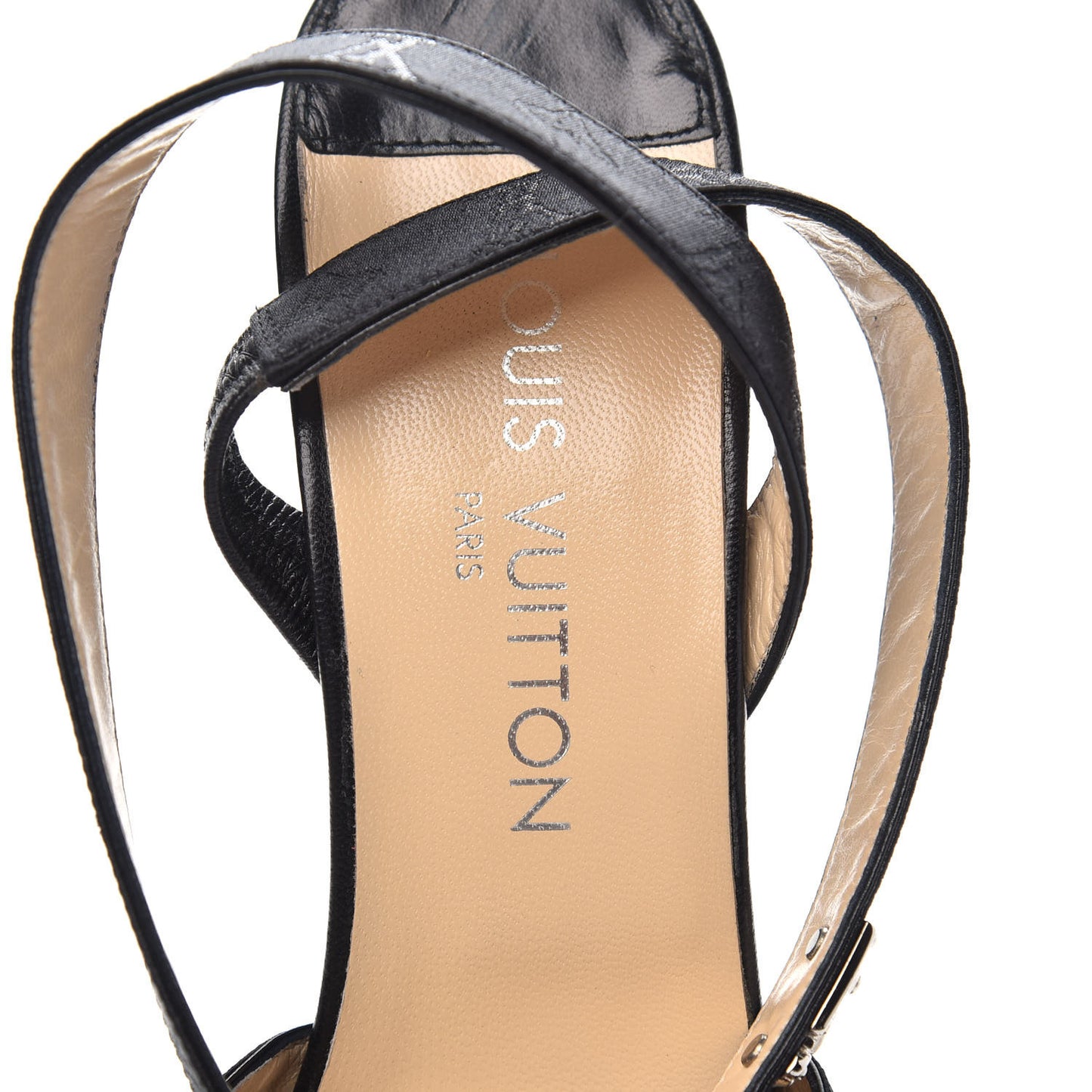 Satin Mini Monogram Heeled Sandals 38.5 Black