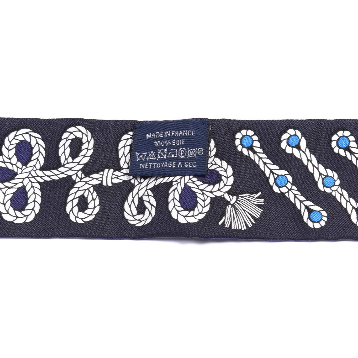 Hermes Silk Galons Et Brandebourg Twilly Indigo Rouge Vif Marine 3 of 4
