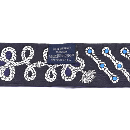 Hermes Silk Galons Et Brandebourg Twilly Indigo Rouge Vif Marine 3 of 4