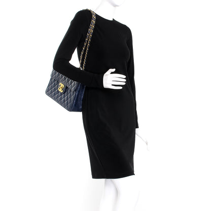 Chanel Caviar Quilted Jumbo Single Flap Blue 3 of 13