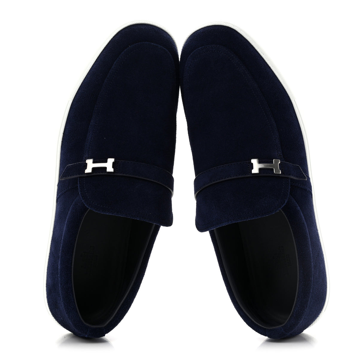 Hermes Suede Calfskin Mens Like Loafers 43 Marine 2 of 10