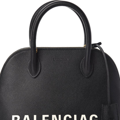 Balenciaga Signature Grained Calfskin Logo S Ville Top Handle Bag Black White 9 of 9