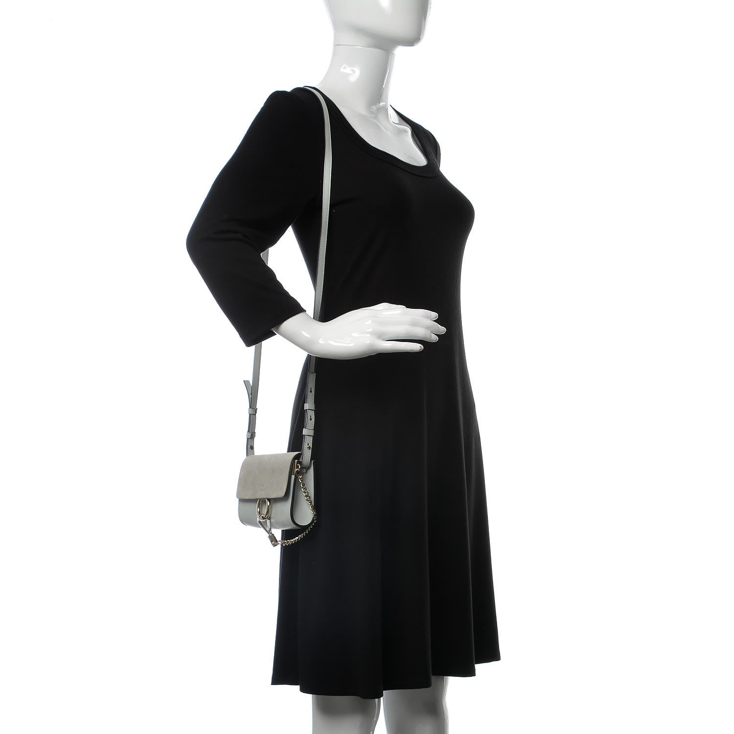 Chloe Suede Calfskin Mini Faye Shoulder Bag Airy Grey 2 of 8