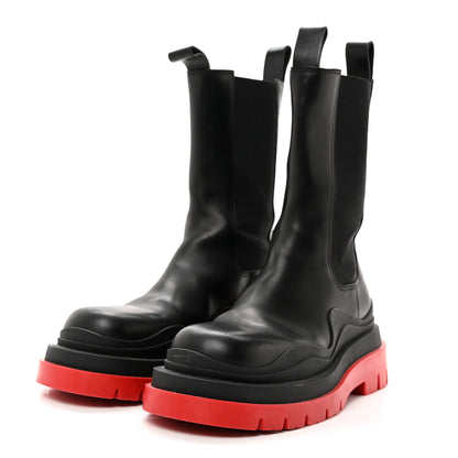Bottega Veneta Calfskin The Tire Chelsea Boots 38 Black Bright Red 3 of 7