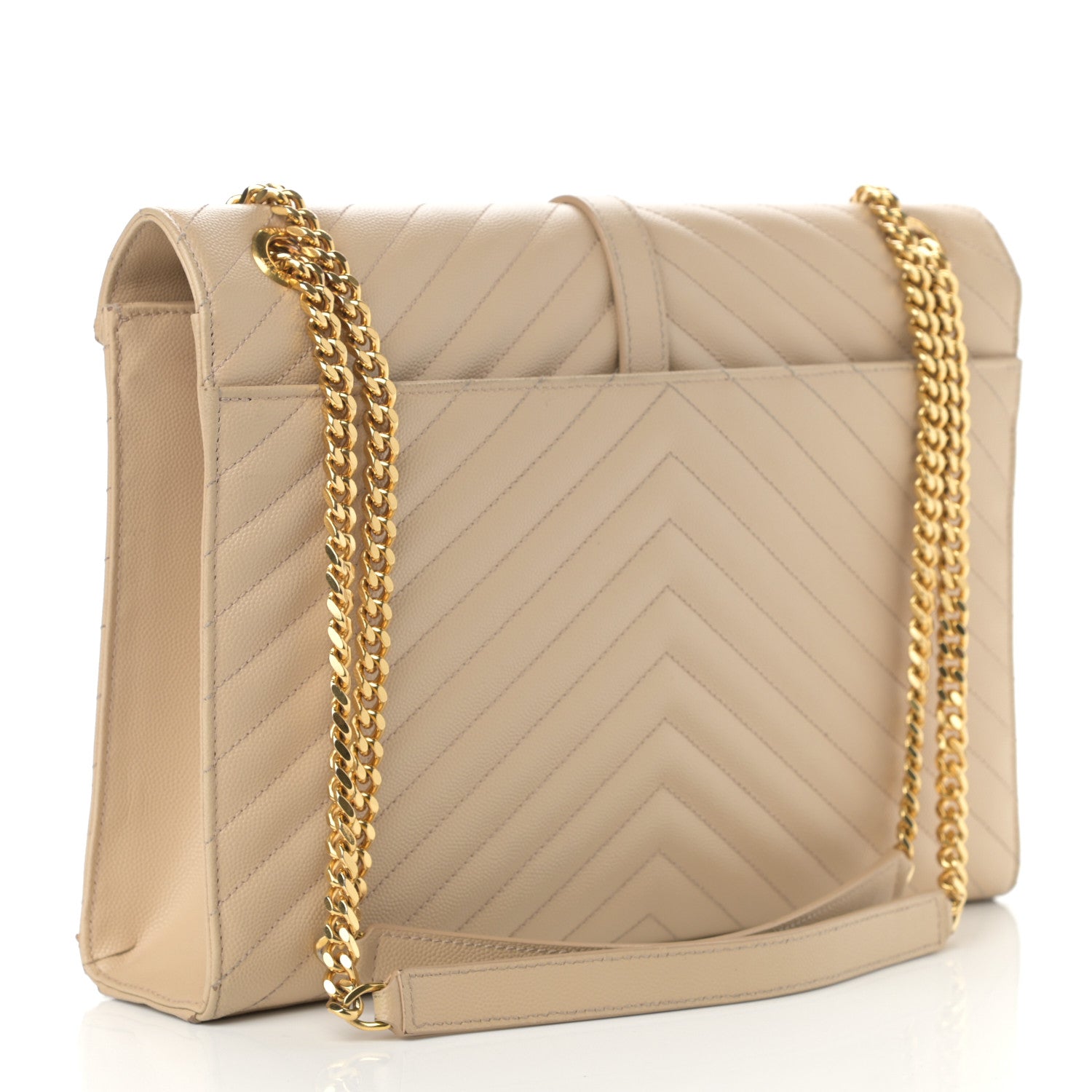Saint Laurent Grain De Poudre Matelasse Chevron Large Monogram Satchel Nude Powder 3 of 15