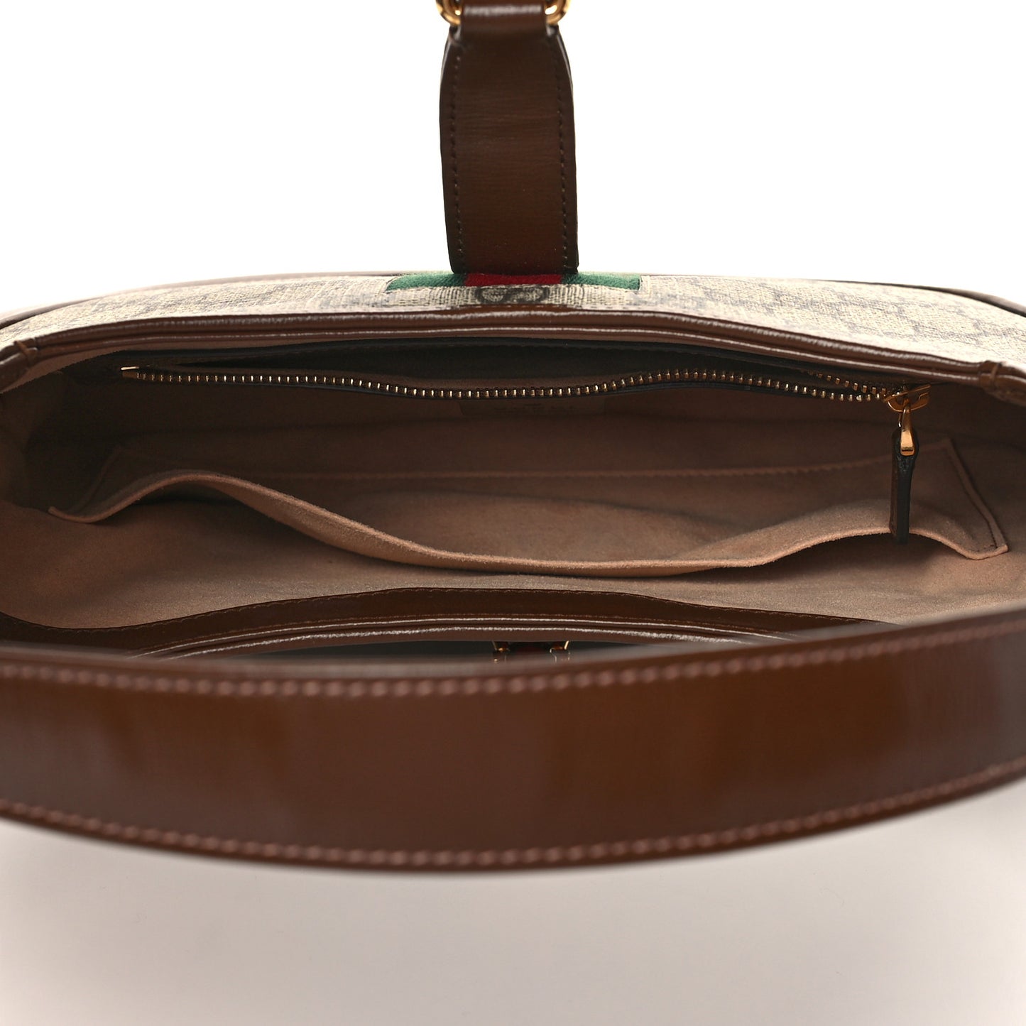GG Supreme Monogram Azalea Calfskin Web Small Jackie 1961 Hobo Beige Ebony Brown Sugar