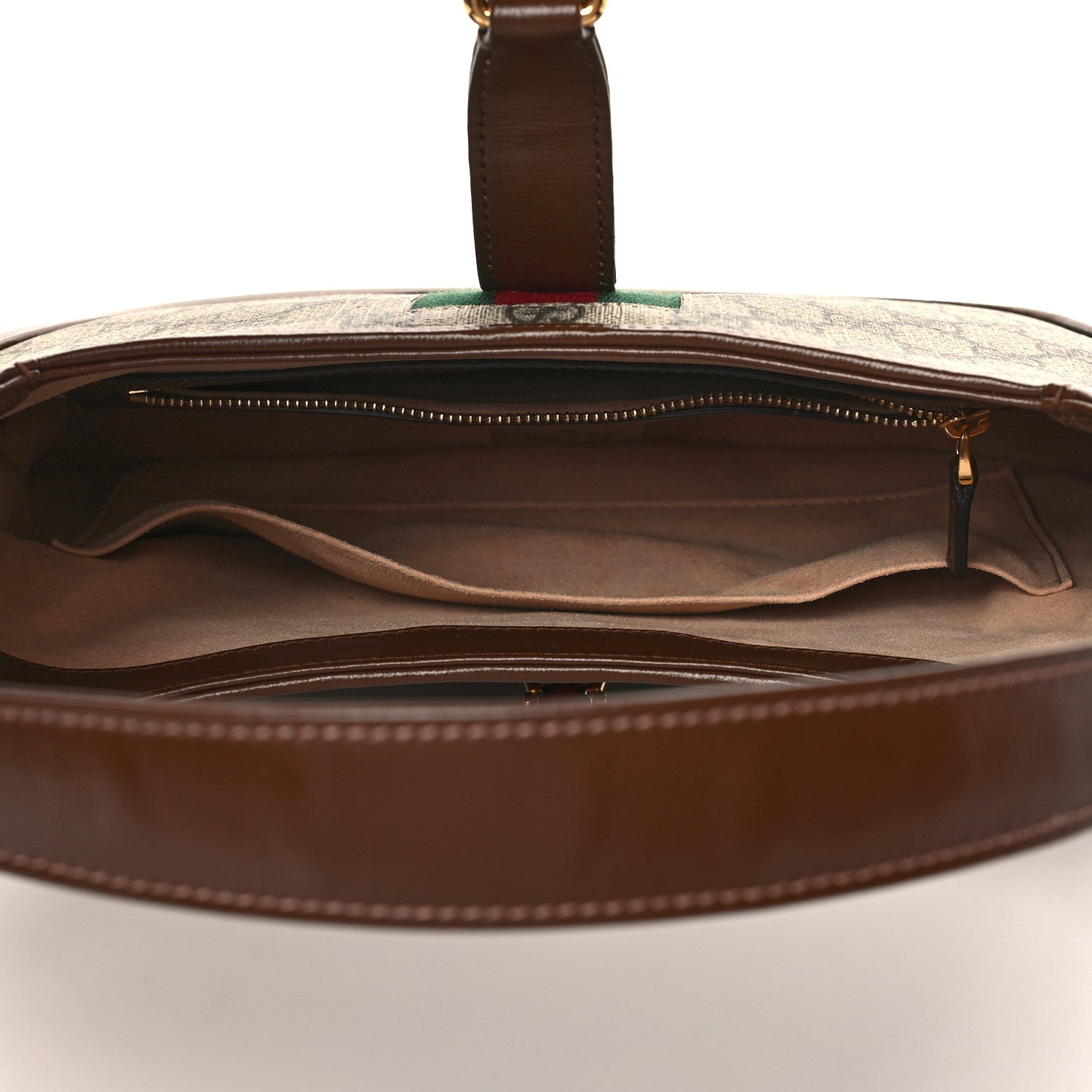 Gucci GG Supreme Monogram Azalea Calfskin Web Small Jackie 1961 Hobo Beige Ebony Brown Sugar 5 of 9