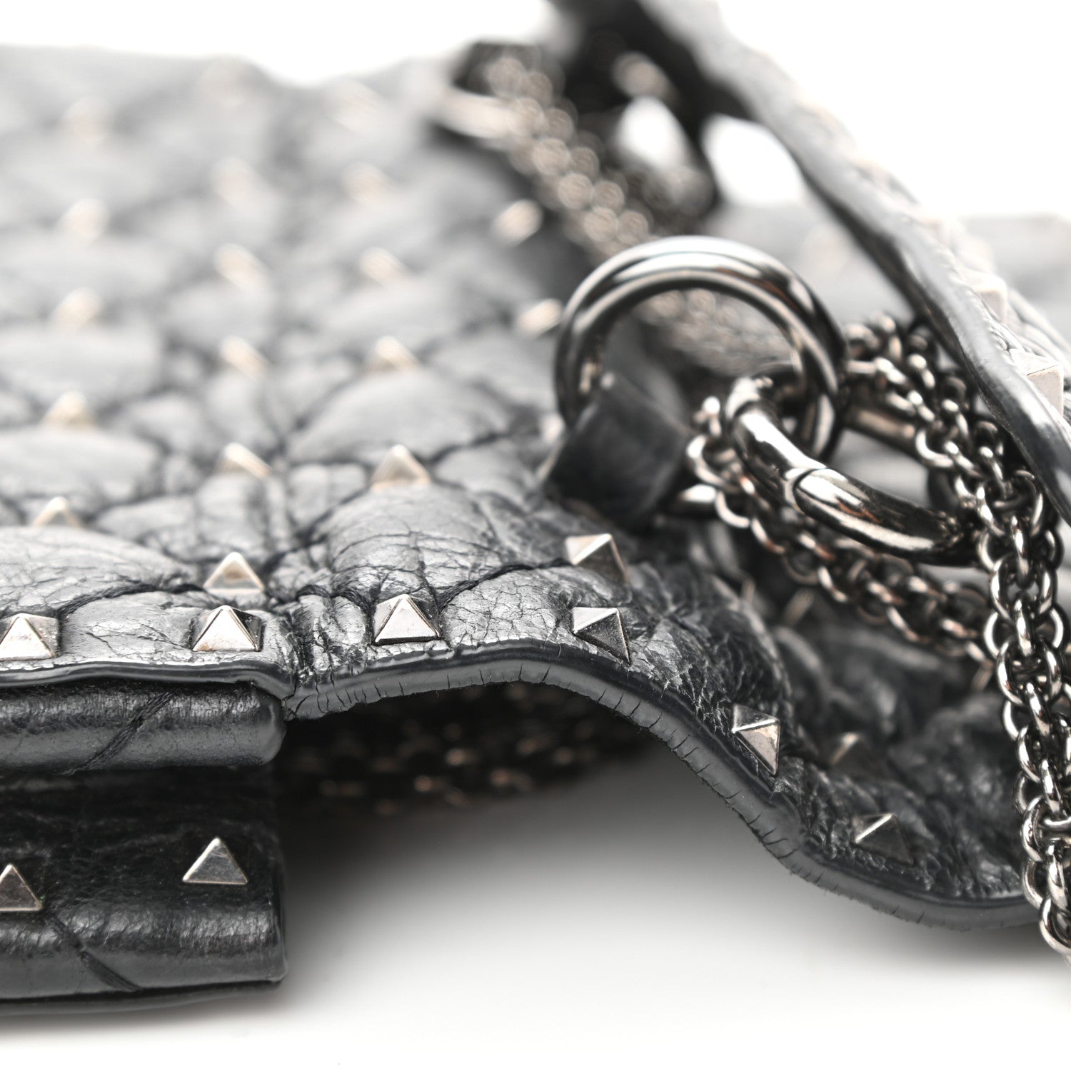 Valentino Garavani Craquele Nappa Small Rockstud Spike Shoulder Bag Black 12 of 12