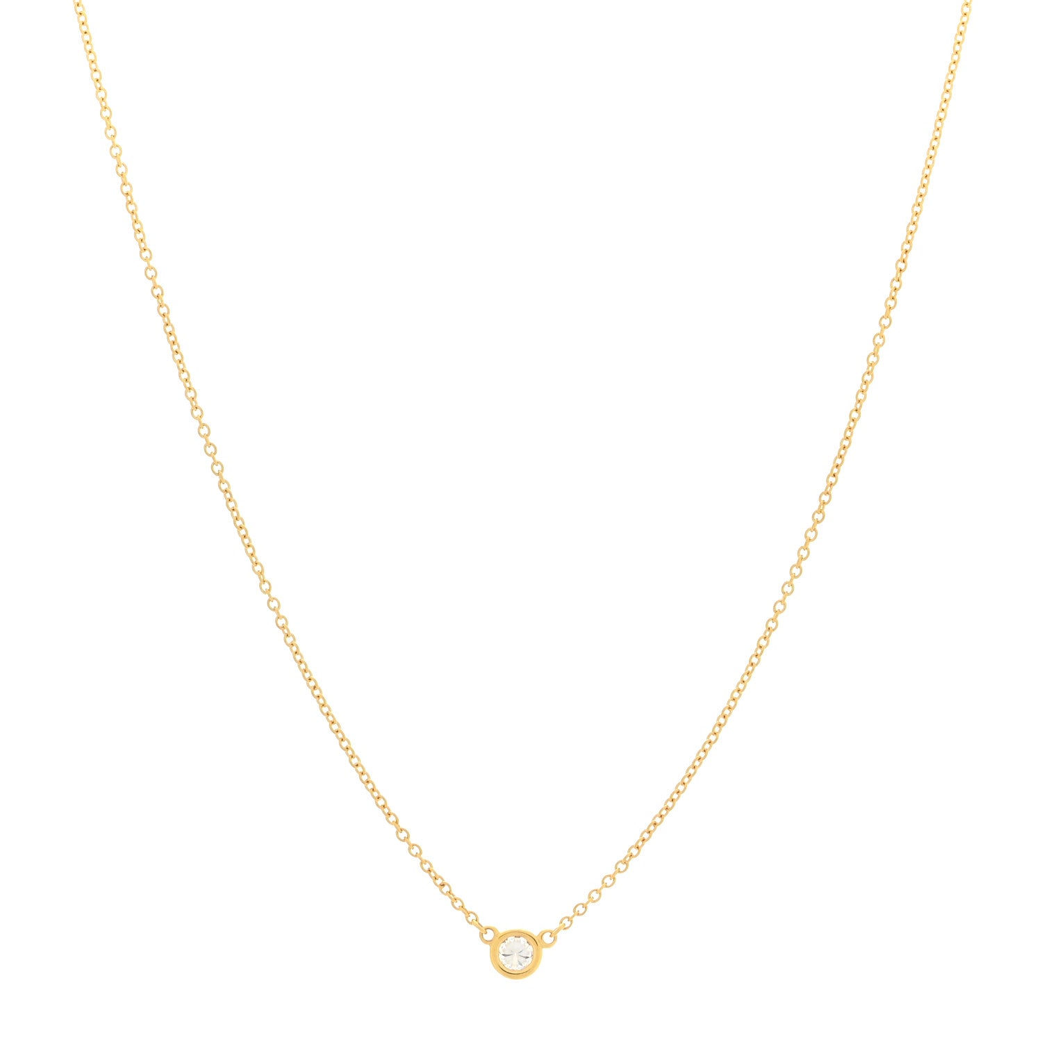 Tiffany 18K Yellow Gold Diamond .12ct Elsa Peretti Diamonds by the Yard Pendant Necklace 1 of 3