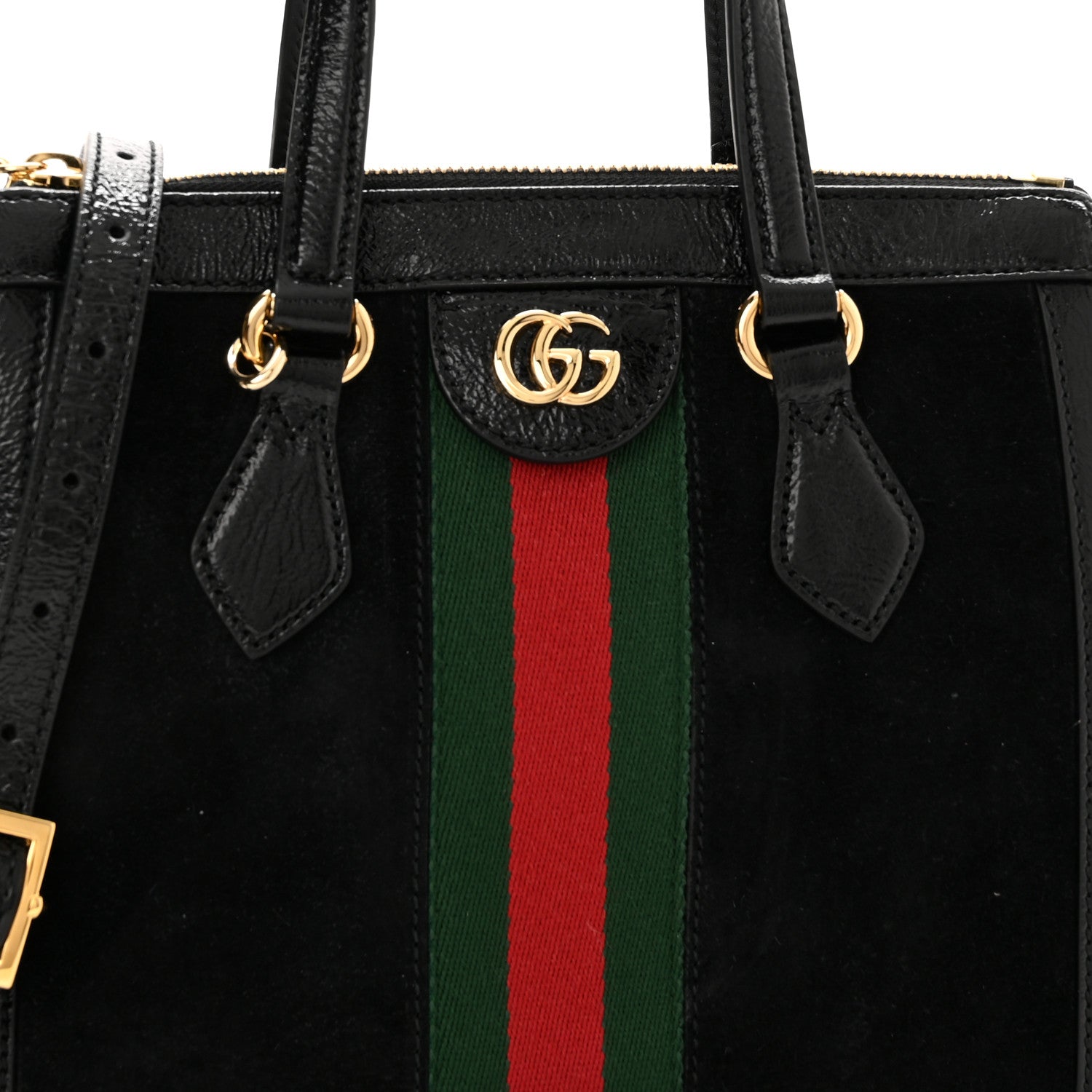 Gucci Suede Patent GG Web Small Ophidia Tote Bag Black 8 of 10