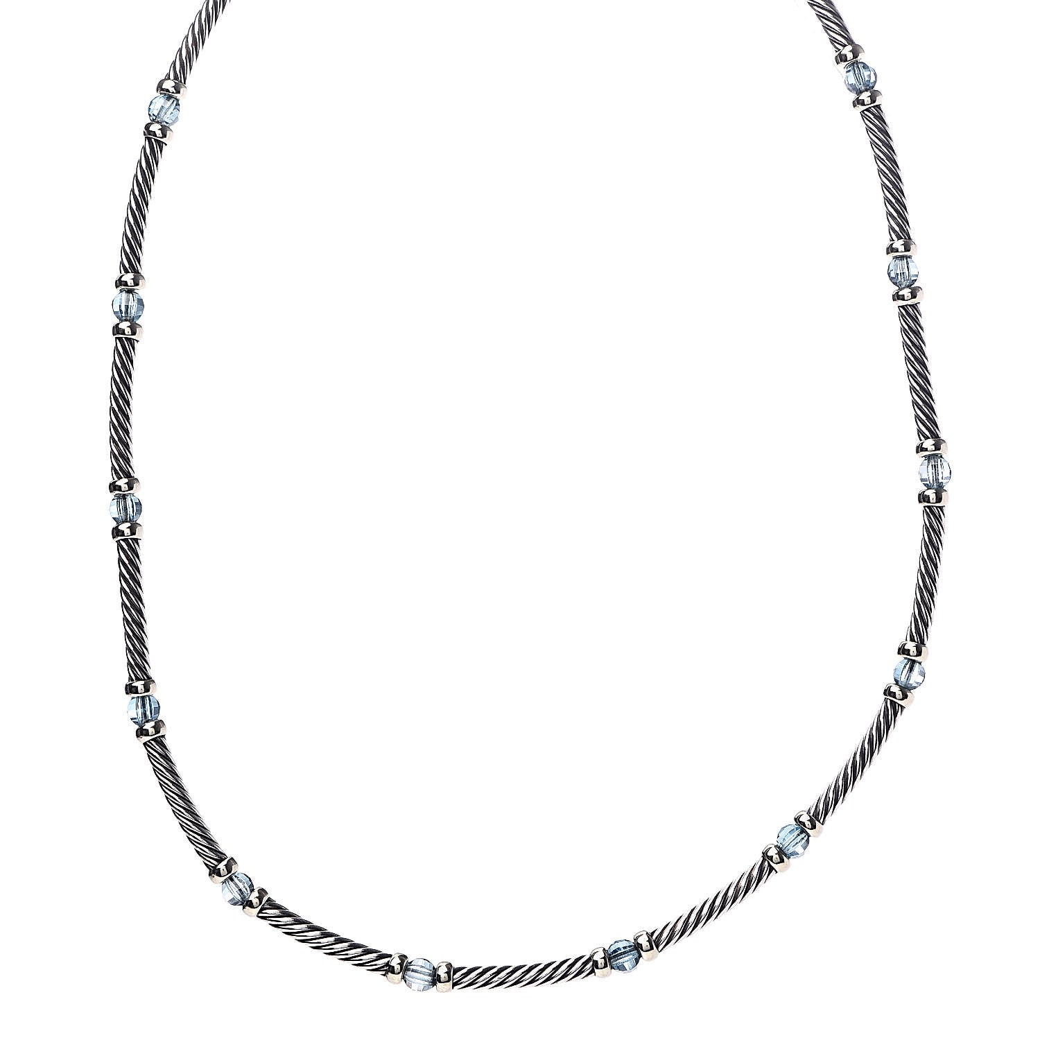 David Yurman Sterling Silver 14K Yellow Gold Blue Topaz Metro Necklace 1 of 4