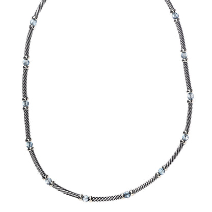 David Yurman Sterling Silver 14K Yellow Gold Blue Topaz Metro Necklace 1 of 4