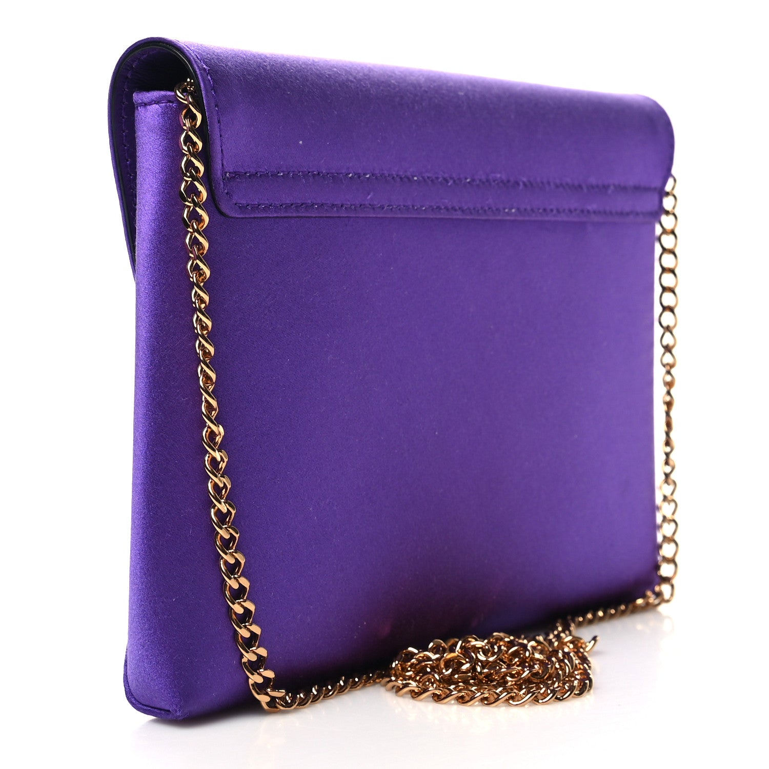 Versace Satin Crystal Embellished La Medusa Pouch On Chain Purple 3 of 9