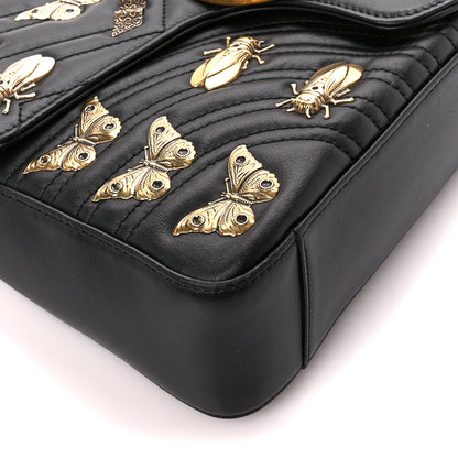 Gucci Calfskin Matelasse Animal Studs Medium GG Marmont Shoulder Bag Black 9 of 10