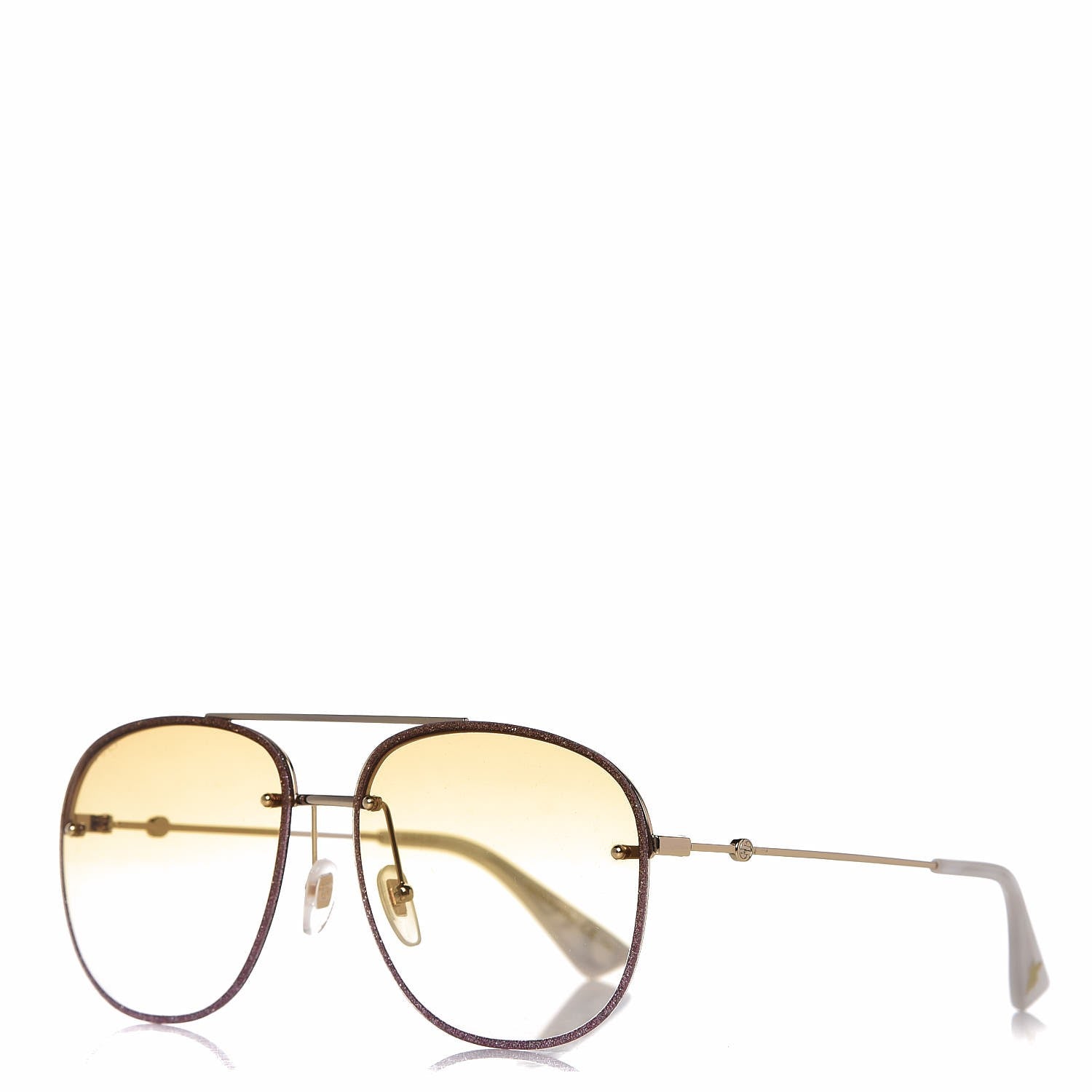 Gucci Aviator Glitter Sunglasses GG0227S Gold 1 of 8