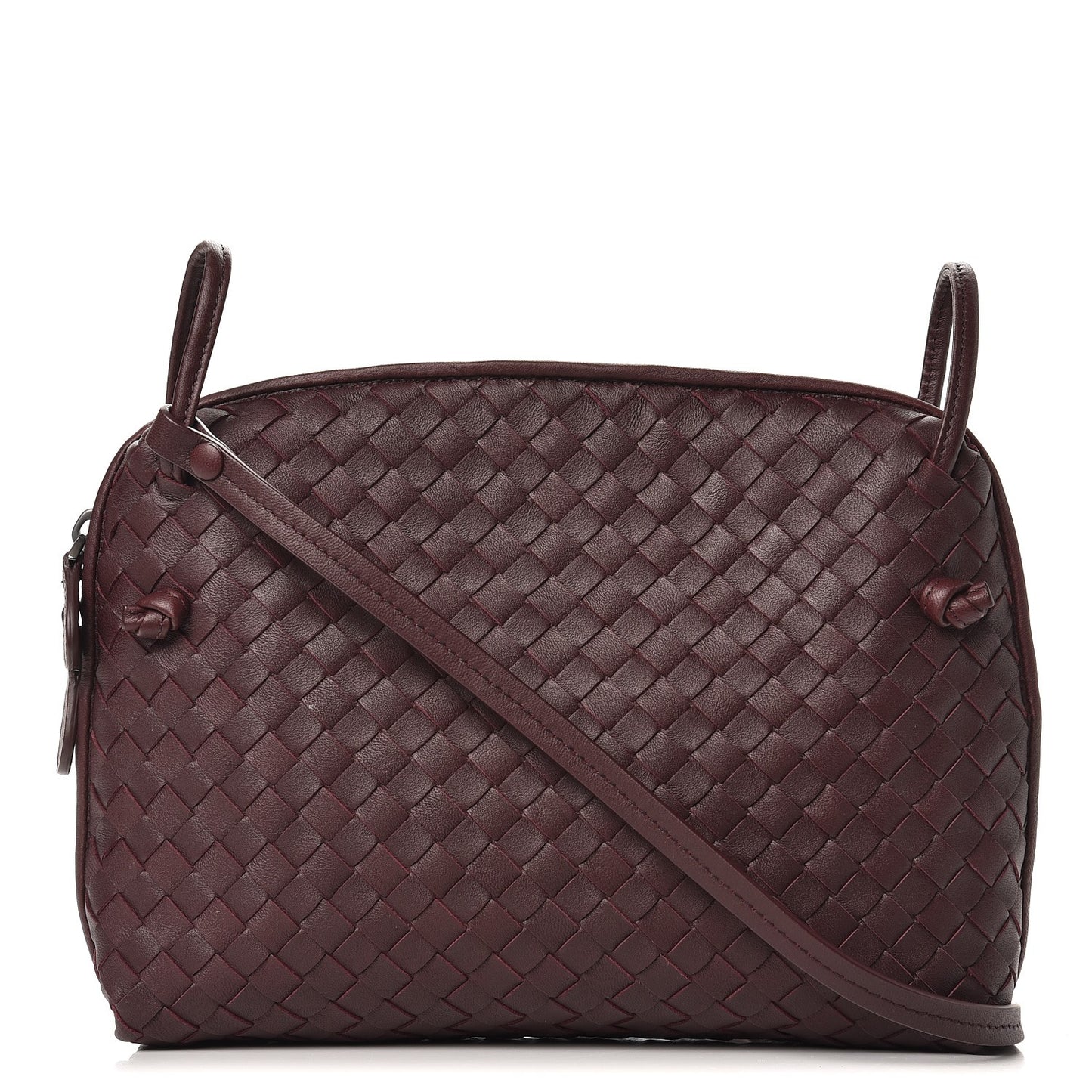 Nappa Intrecciato Crossbody Pillow Aubergine