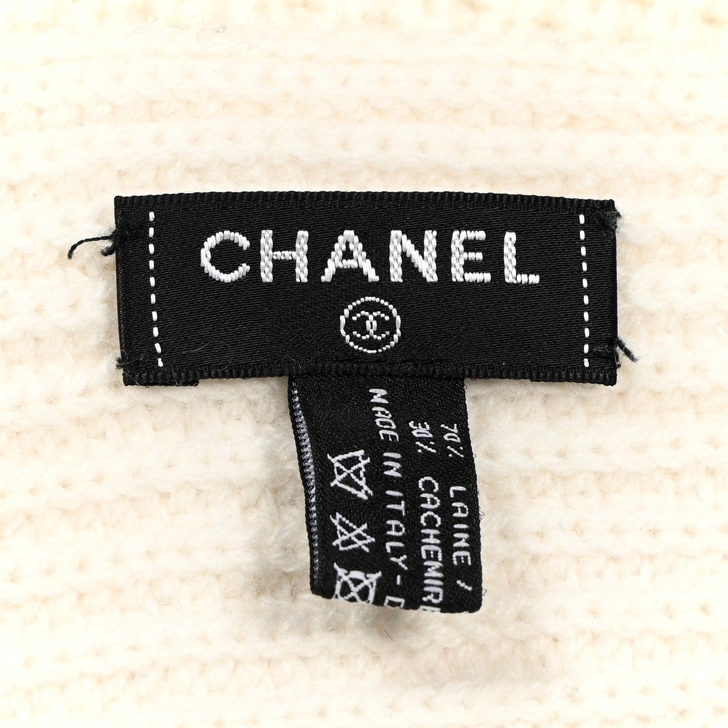 Wool Cashmere CC Scarf White Black