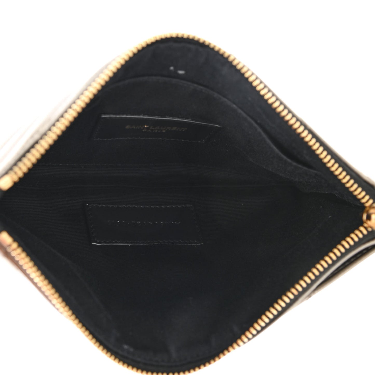 Metallic Grain De Poudre Matelasse Chevron Monogram Bill Pouch Piombo