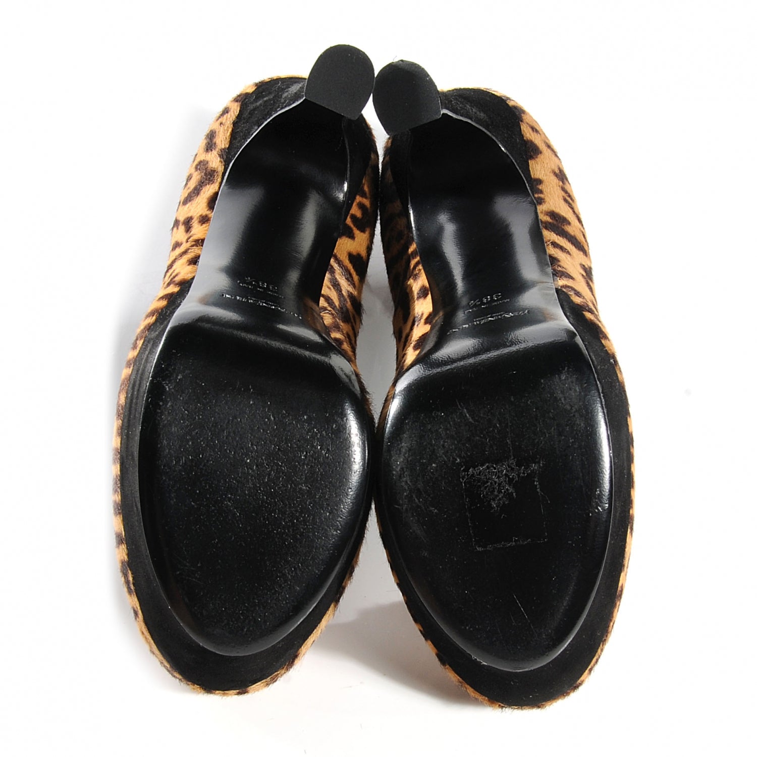 Saint Laurent Calf Hair Leopard Print Palais 105 Platform Pumps 38.5 5 of 6