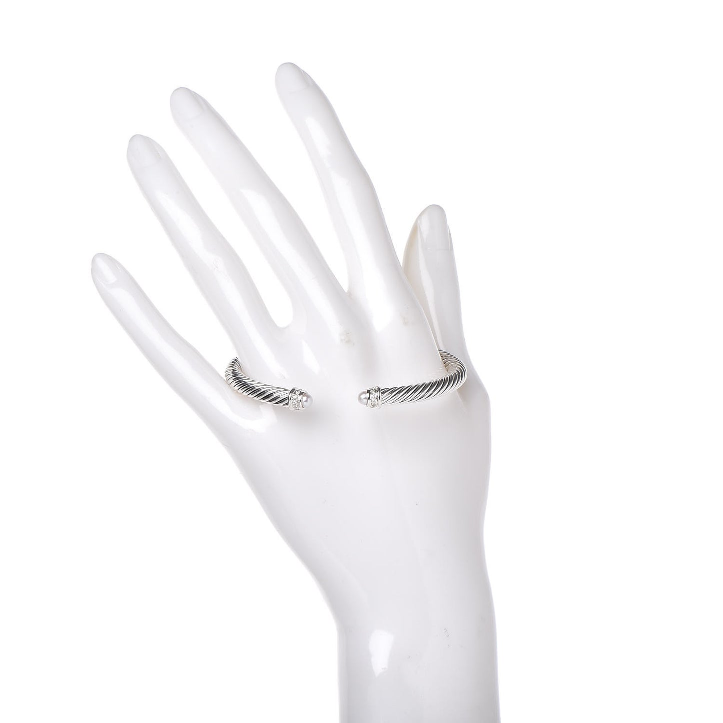 Sterling Silver Diamond Pearl 5mm Cable Classics Bracelet