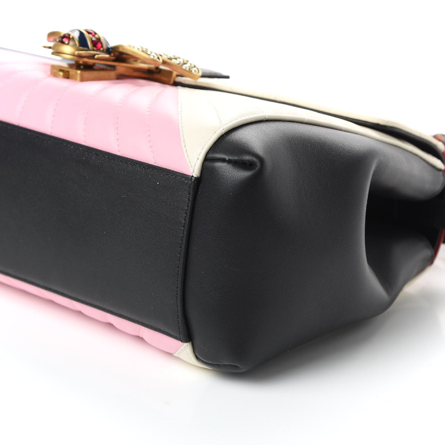 Calfskin Bamboo Trapuntata Queen Margaret Top Handle Bag Blue Agata Hibiscus Red Mystic White Sugar Pink