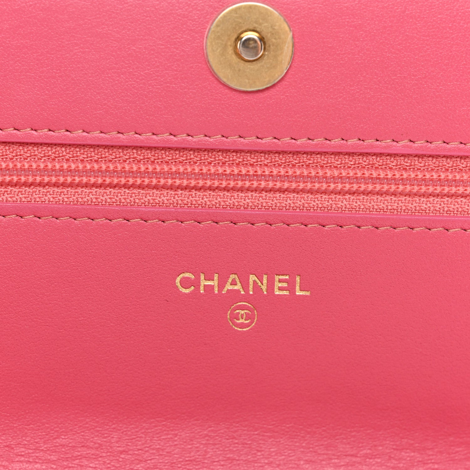 Chanel Wool Tweed Lambskin Quilted Chanel 19 Wallet On Chain WOC Coral Pink 6 of 11