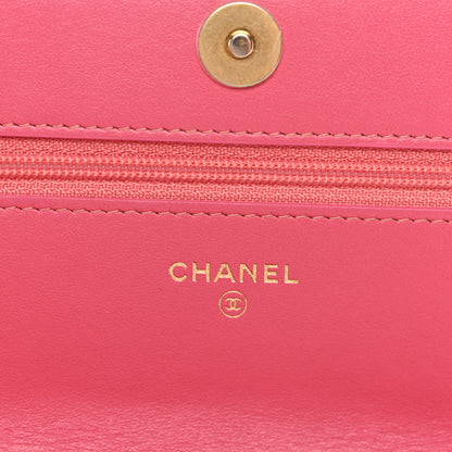 Chanel Wool Tweed Lambskin Quilted Chanel 19 Wallet On Chain WOC Coral Pink 6 of 11